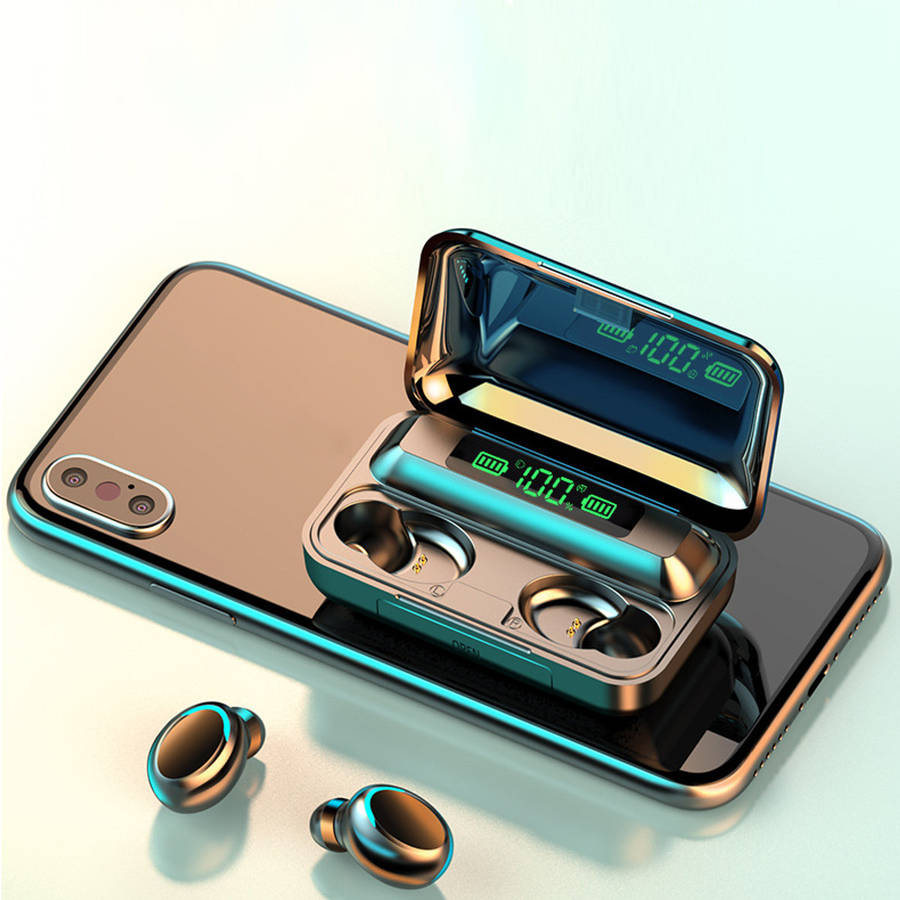 F9-5 TWS bluetooth 5.0 Three LED Power Display Earphone Waterproof