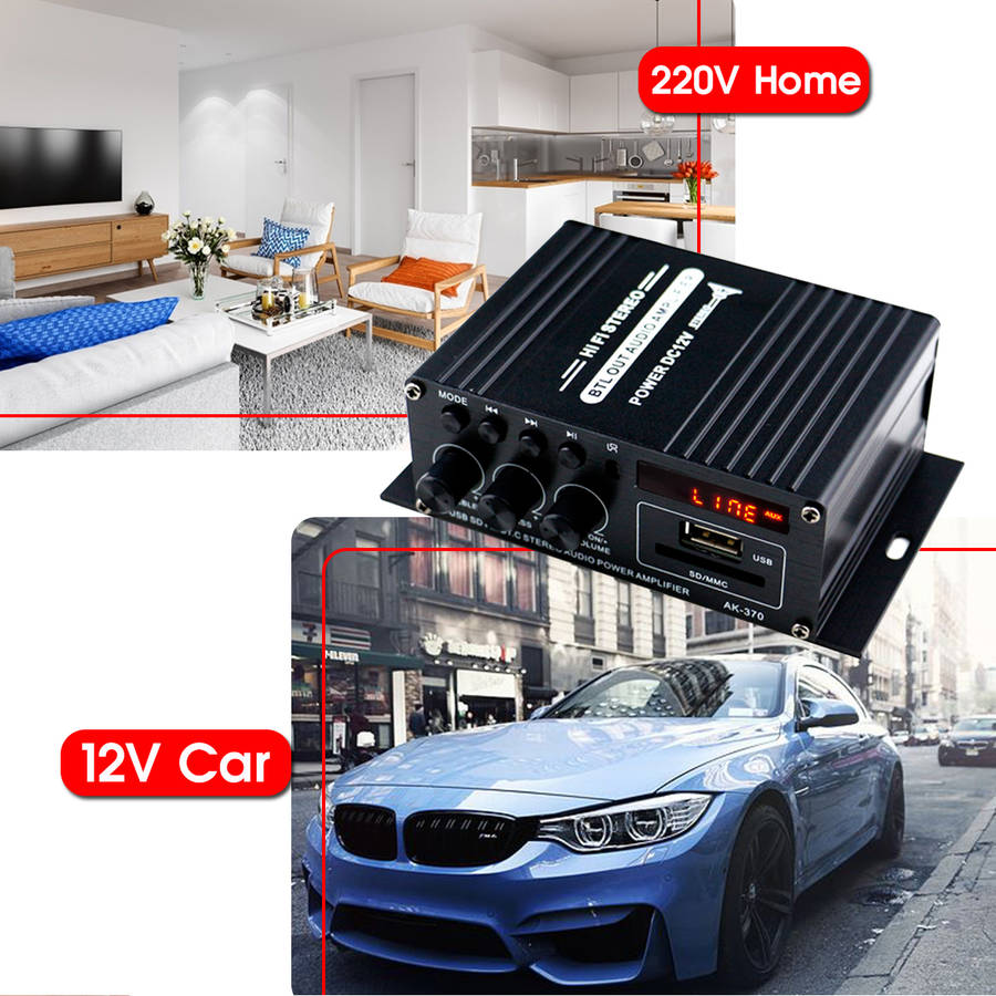 AK370 400W DC 12V / AC 220V Remote Control bluetooth HiFi Home car Stereo Amplifier Music Receiver F
