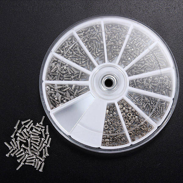 2 Set 12 Kinds of 1200Pcs Small Stainless Steel Screw Electronics Assortment Kit