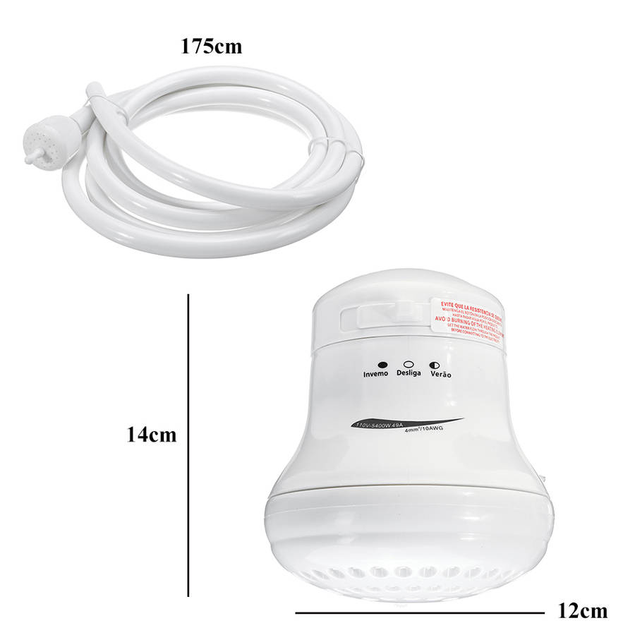 110/220V Instant Electric Water Heater Instant Hot Shower Head 5400W 3 Temperatu