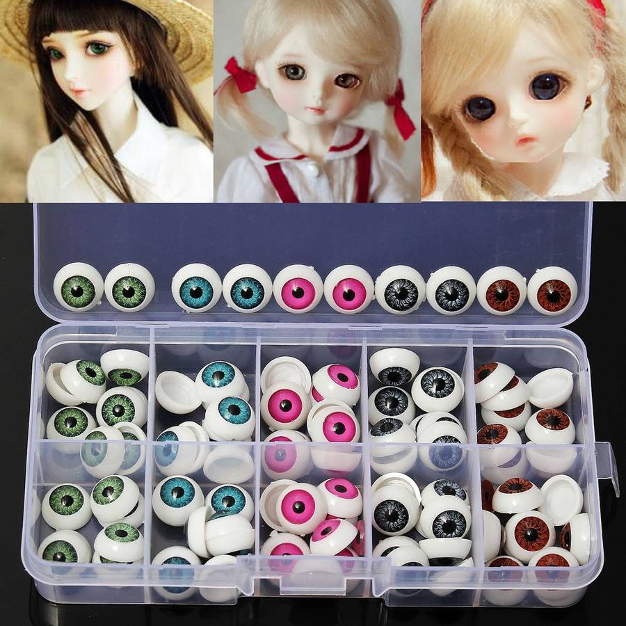 12mm Doll Eyeballs Half Round Acrylic Eyes for DIY Doll Bear Crafts Toys