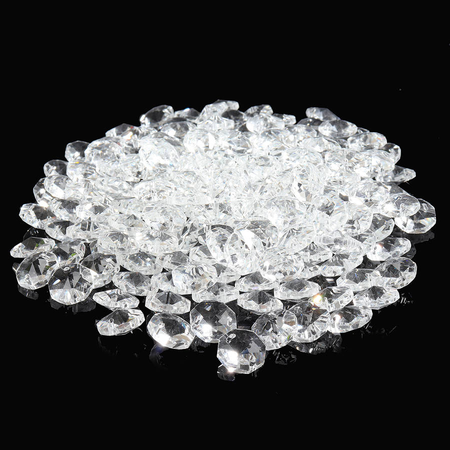 200PCS 14MM Diameter Clear Crystal Glass Chandelier Part Prisms Octagona