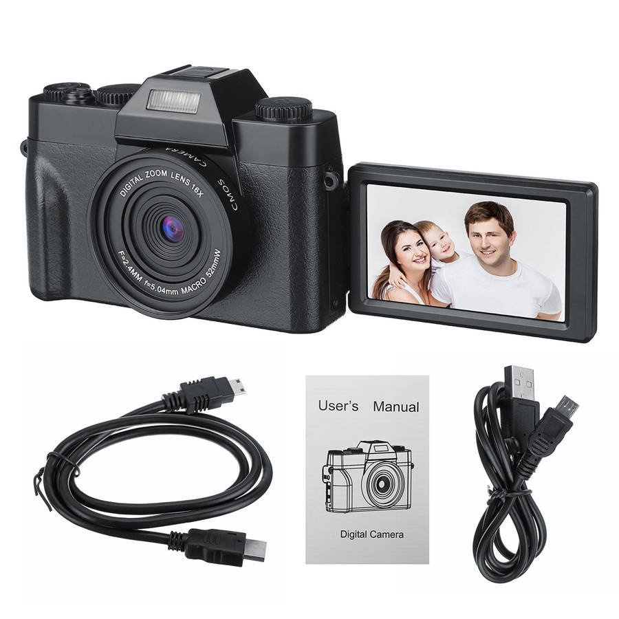 KOMERY 4K Vlog Camcorder 30MP 16X Digital Night Vision Camera Support Microphone for Tik T (Model C)