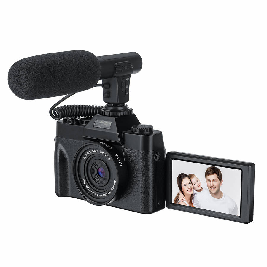 KOMERY 4K Vlog Camcorder 30MP 16X Digital Night Vision Camera Support Microphone for Tik T (Model C)