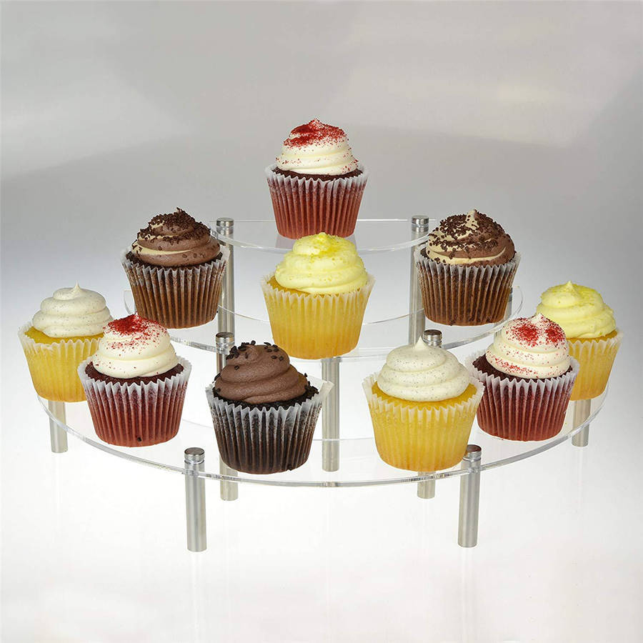 3 Tiers Cupcakes Stand Acrylic Display Desserts Stand For Home Birthda