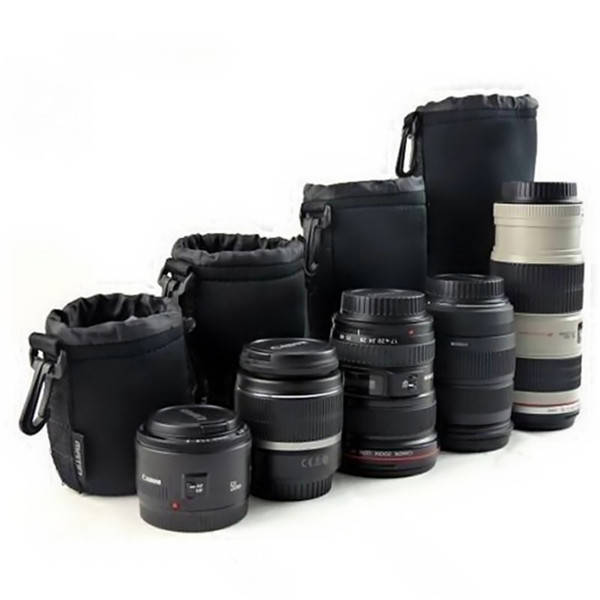 New 4Pcs Soft Neoprene S M L XL Lens Pouch Bag For Canon Nikon Sony Pentax DSLR Camera