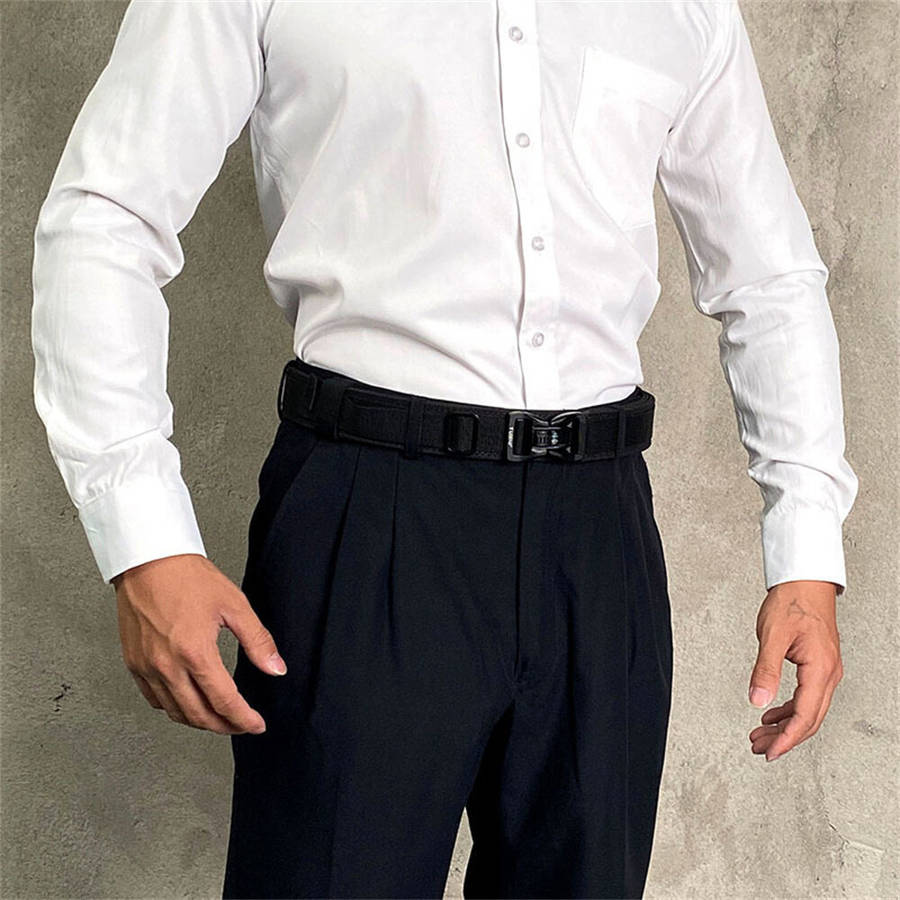 Black - TUSHI 115cm Buckle Men Tactical Belt 1100D Nylon Thickened Double-layer Military Belt for Ou