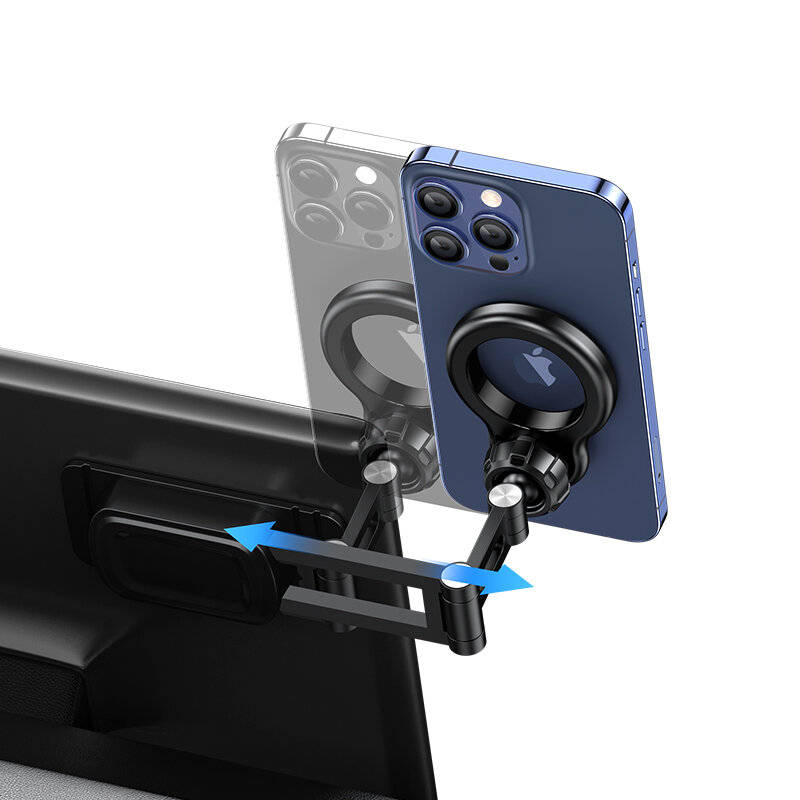 Black - USAMS US-ZJ076 Magnetic Car Phone Holder 360 Rotary Center Console Mount Stand for iPhone 16