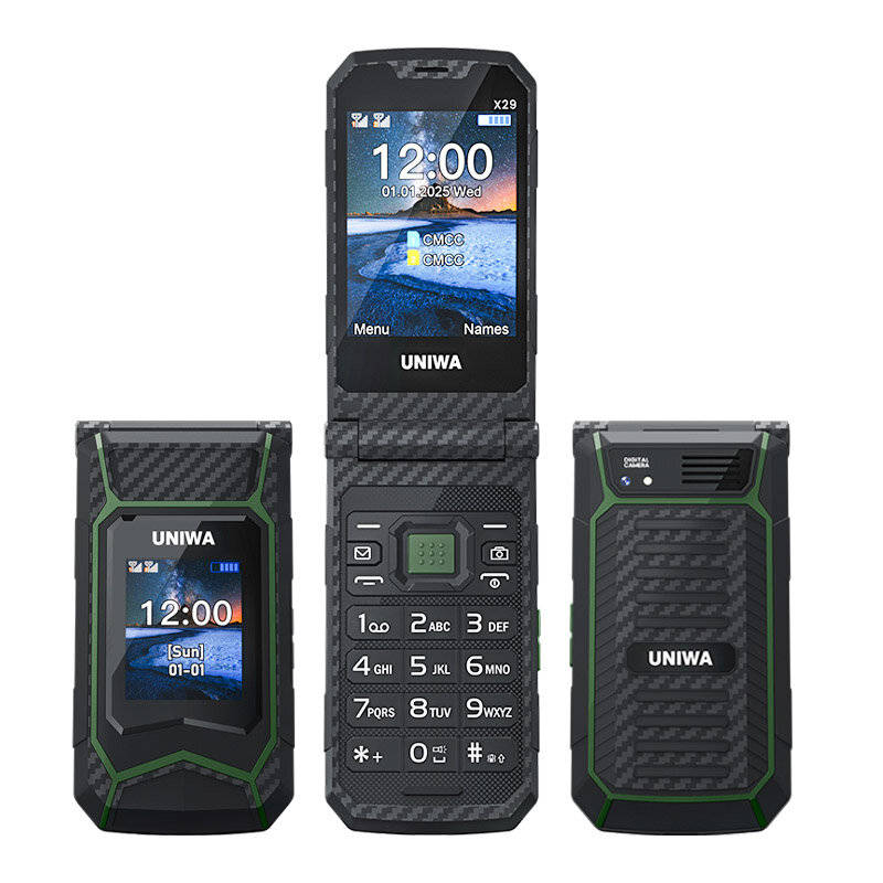 Green - UNIWA X29 2.8-inch+1.77-inch Double Screen Rugged Mini 2G GSM Dual SIM Card Dual Standby 200