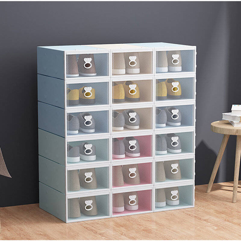 1 Piece Plastic Flip Shoes Storage Box Organizer Foldable Clear Shoes Storage Box Stackable Stacking