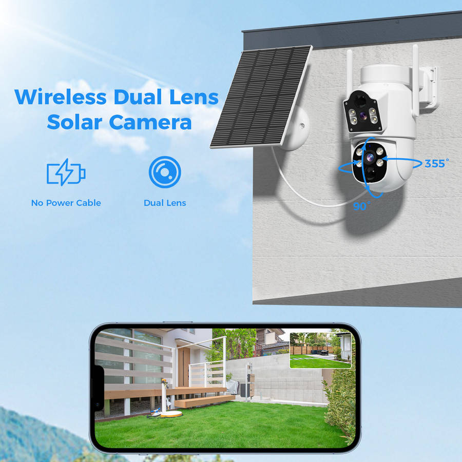 Hiseeu WTDS803 6MP Pixels Solar Powered Dual Lens Wireless WIFI IP Camera with Color Night Vision PI