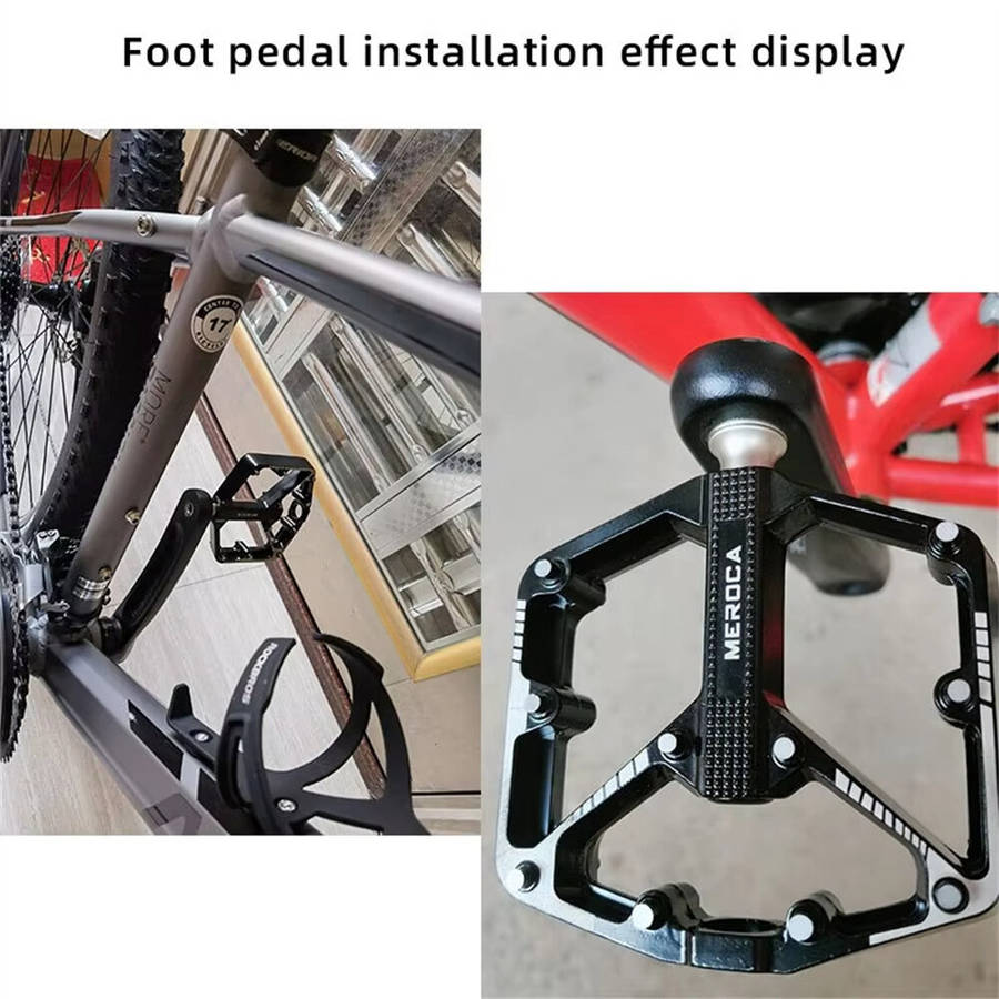 Black - MEROCA DU 3 Bearing Bicycle Pedal Aluminum Alloy Anti-slip Widened Lightweight Labor-saving