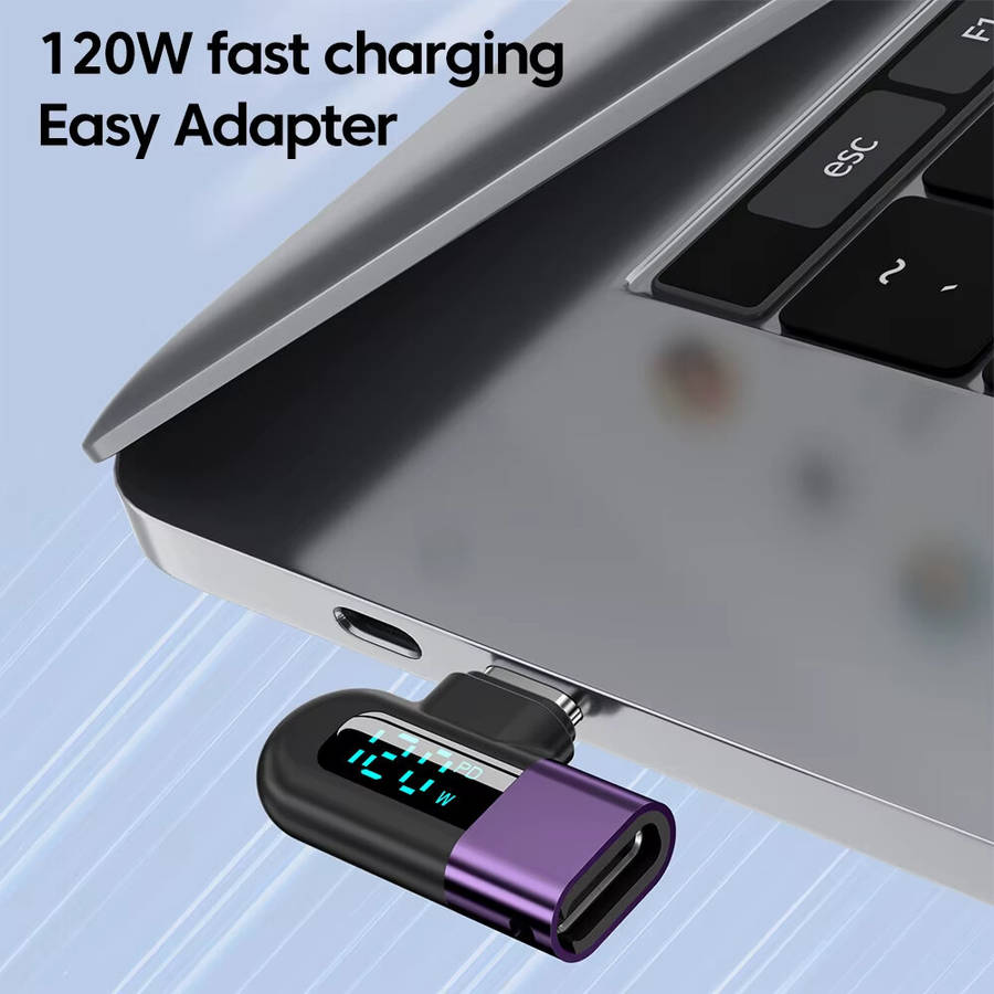 Black - 6A Type-C OTG Adapter 120W Fast Charging Digital Display USB-C to C Converter 480Mbps Data T