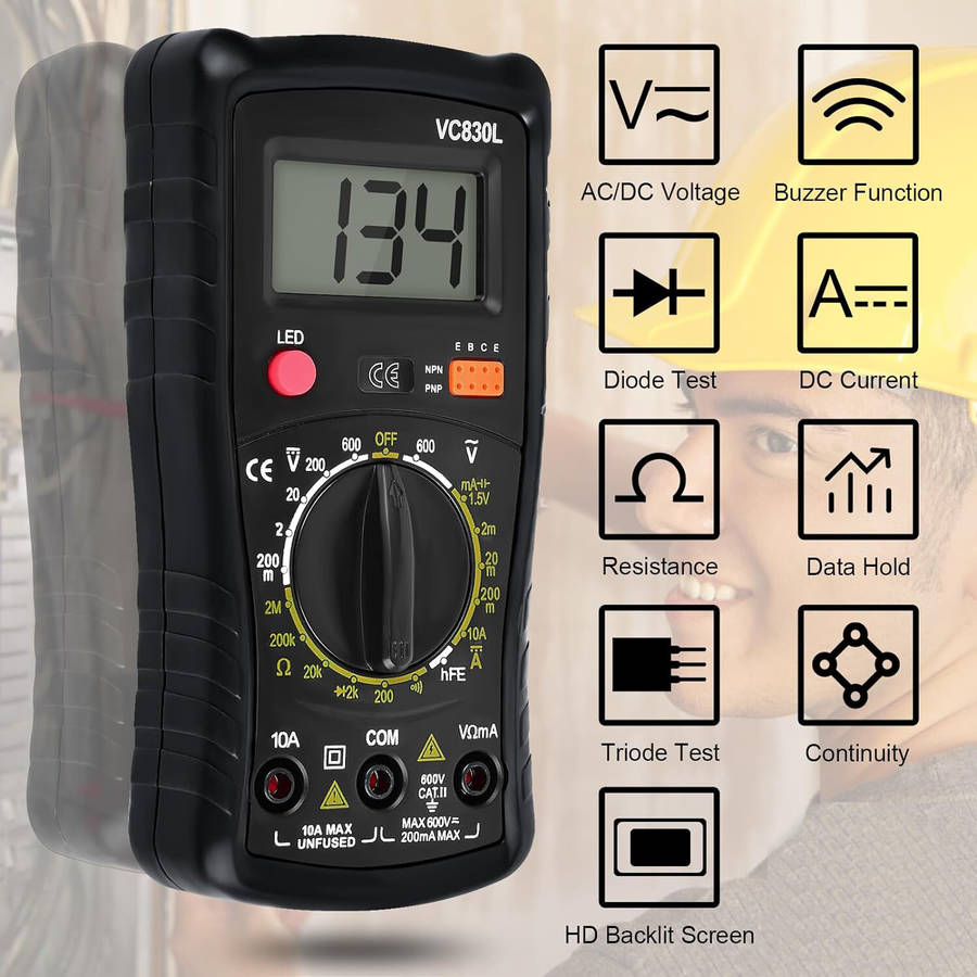 Digital Multimeter Pocket, Multifunction Battery Tester with Backlight Test Wire, Voltage Tester wit