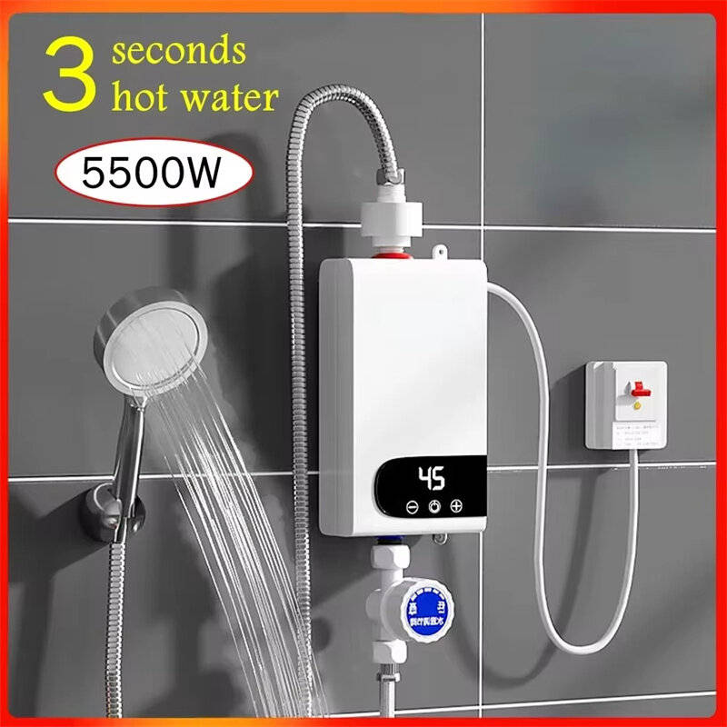 #C - 5500W Instant Water Heater 110V/220V Portable Electric Heaters for Hot Water Shower Heating Kit