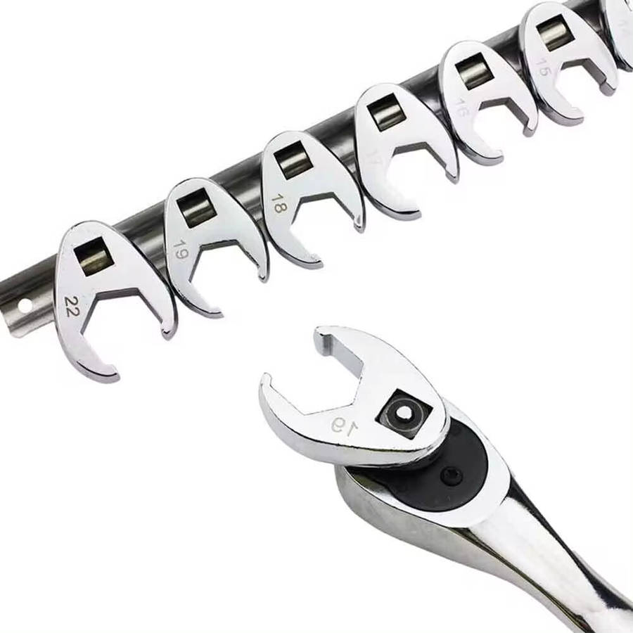 10PCS 3/8Inch Drive Crowfoot Wrench 10 To 22mm Metric SAE Imperial Chrome Plated Foot Open End Spann