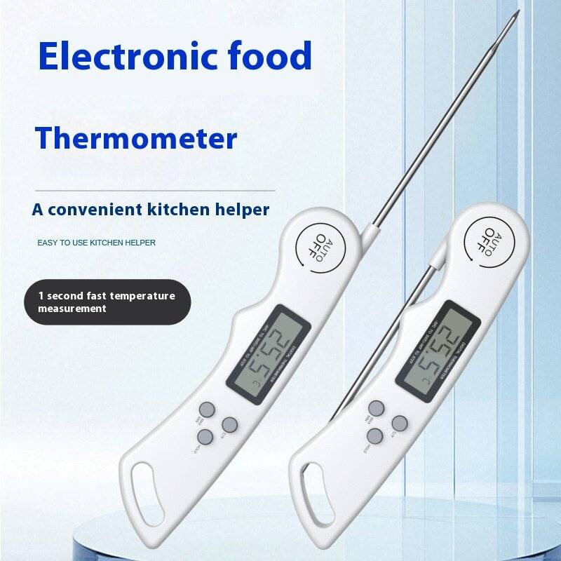 White - Comfook Digital Food Thermometer with Instant Read Folding Probe Backlit Display Magnetic St