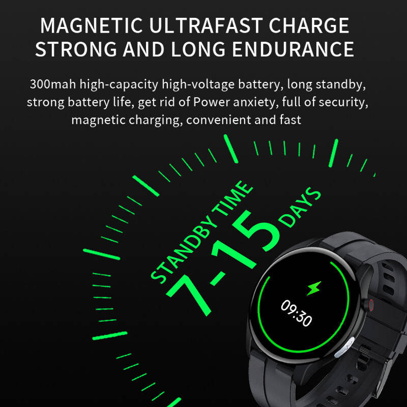 Tin Color - H5 1.28-inch HD Screen ECG Non-invasive Blood Glucose Measurement bluetooth Call Heart R