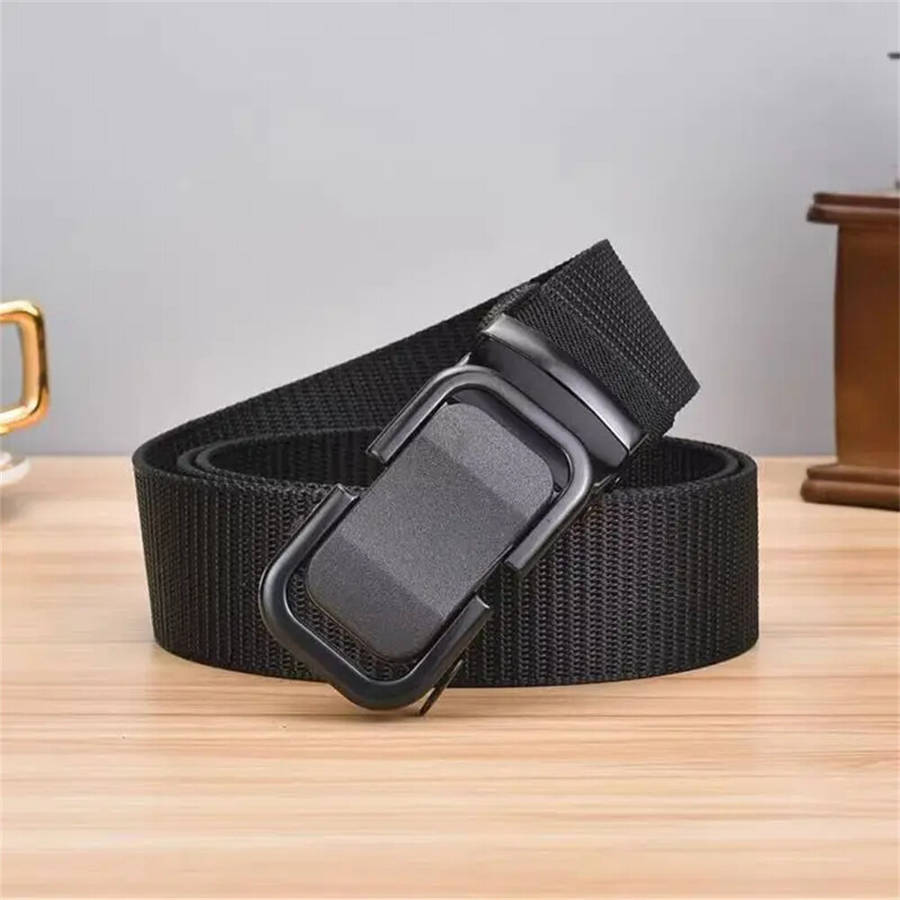 Black - 120cm Automatic Buckle Men Belt Lightweight Wear-Resistant Adjustable Nylon Webbing Strap fo