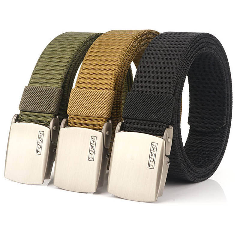 Black+Silver button - High-Quality Breathable Tactical Belt Military Nylon Waist Support Strap Sport
