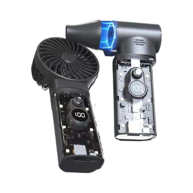 Black - Remote Control Fan 5000mAh Power Bank Adjustable Wind Speed LED Brightness Digital Display F