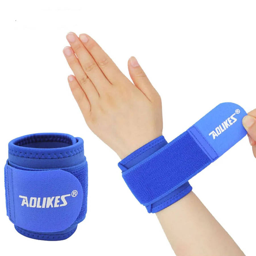 Blue - AOLIKES 1PCS Protective Hand Support Highly Elastic Adjustable Wrist Straps for Outdoors Bask
