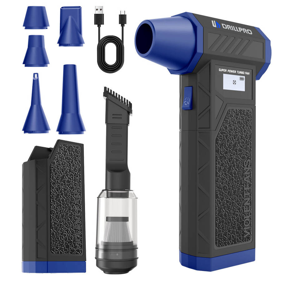 Two batteries and vacuum kit - Drillpro 138,000RPM High Speed Brushless Motor Handheld Turbo Fan Air