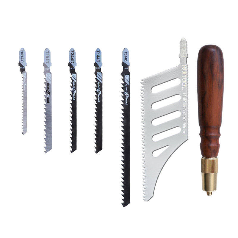 #A - Mini Hand Saw Set Steel Blades Wood Handle Compact Curve Saw for Woodworking DIY Precision Cutt