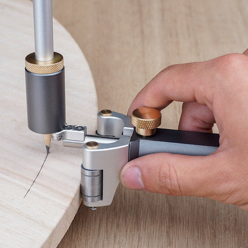 2 In 1 Woodworking Straight Line Linear Arc Scriber Tool with Pencil Scribe Tool Draw Circle Straigh