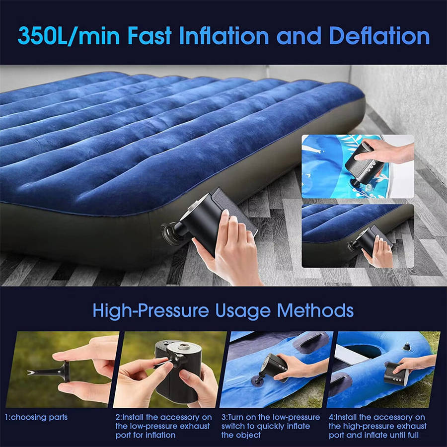 Black - 20PSI High Pressure Air Compressor Built-in Lithium Battery Wireless Portable Electric Air P
