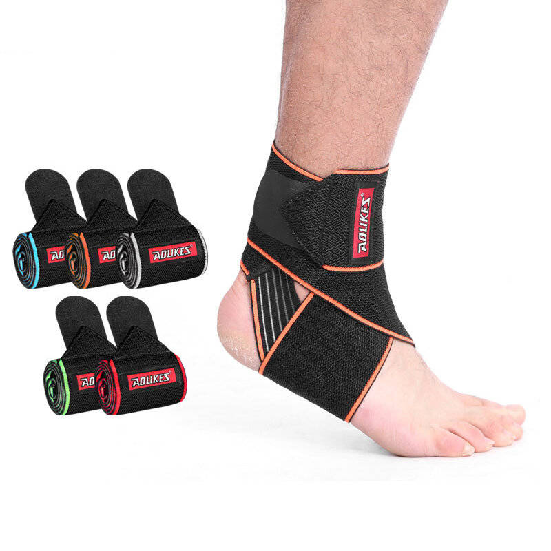 Grey - AOLIKES 1PCS Ankle Support Adjustable Ankle Brace Breathable Nylon Material Super Elastic and