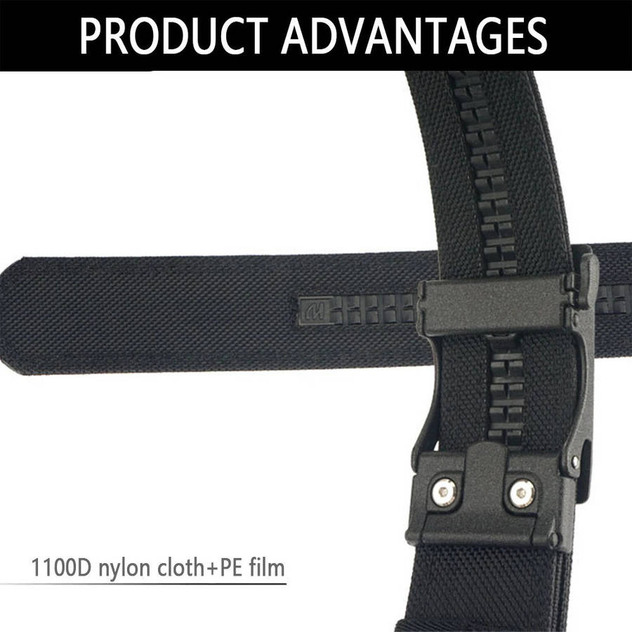 Dark Grey - TUSHI 120cm Automatic Buckle Men Tactical Belt 1100D Nylon Thickened Hardened Double-lay