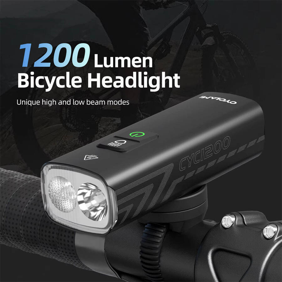 Black - CYCLAMI BR 1200 Lumens Bike Headlight 2500mAh IPX6 Waterproof Type-C Charging Front Lights f