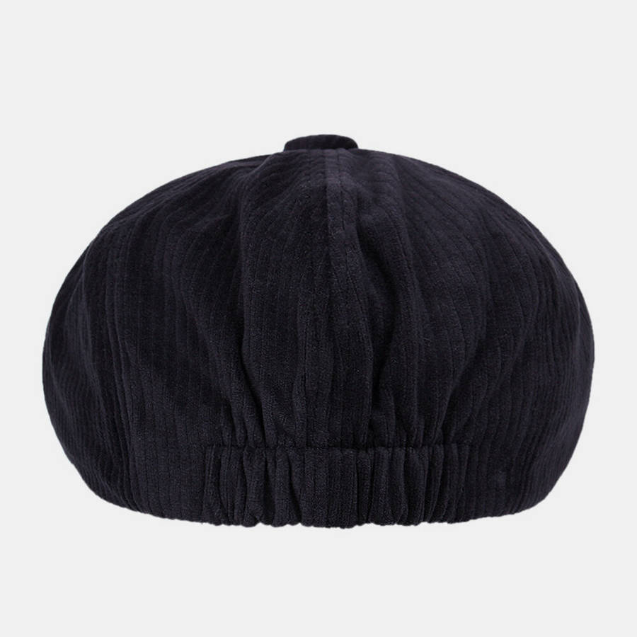 Men Newsboy Hats British Retro Plain Corduroy Short Brim Ivy Cap Octagonal Hat Painter Hat