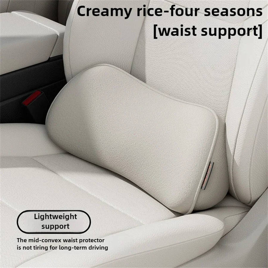 Beige - Car Seat Pillow Waist Protection Cushion Memory Foam Core Breathable For Lumbar Support Offi