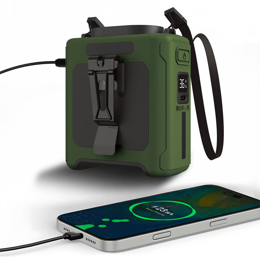 Green - IPRee Portable Waist Fan 10000mAh USB Rechargeable Fan Outdoor Waist Clip Camping Fan Mini H