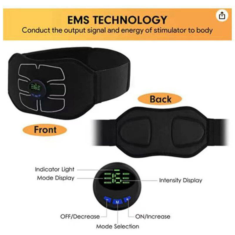 L/XL - Electric ABS Abdominal Belt Smart Body Massager Portable Lightweight Lazy Muscle Training Fit
