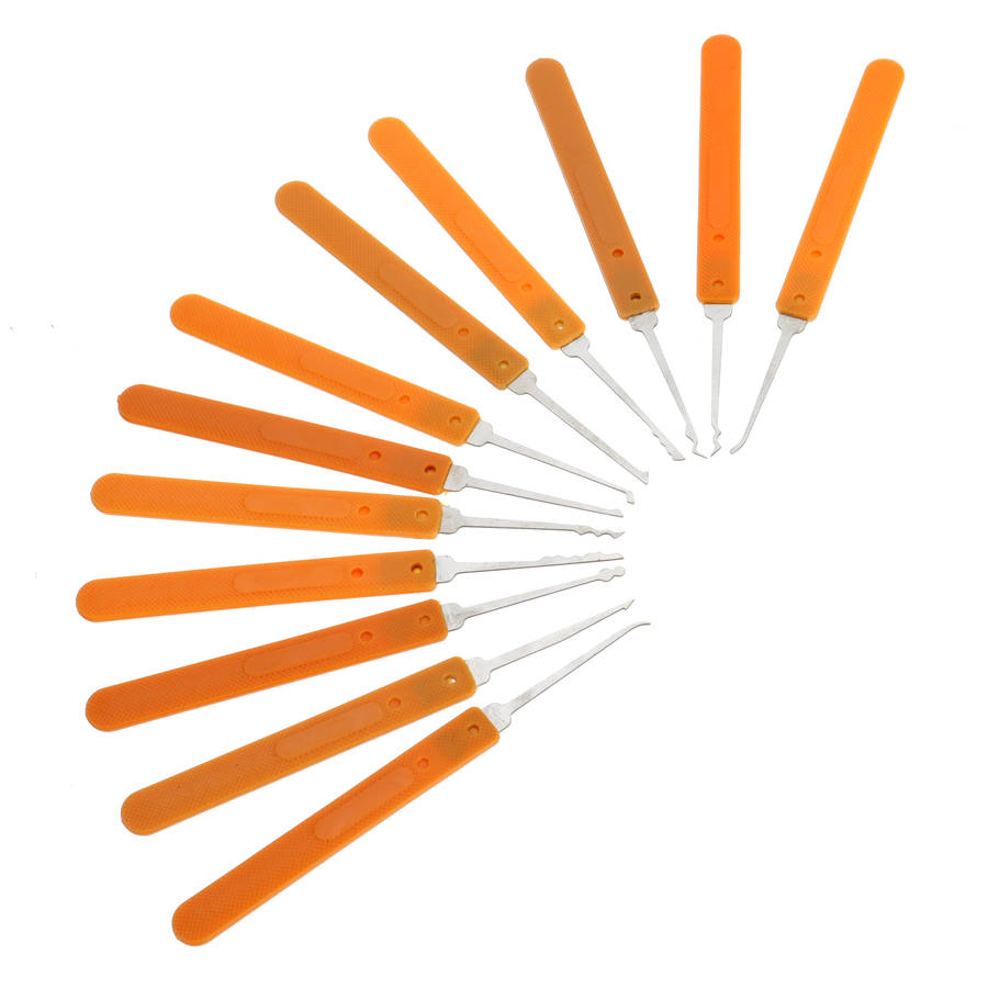 42PCS Orange Picks and Padlocks Set Equipped with an Automatic Unlocking Gun, Aircraft Clips, Transp