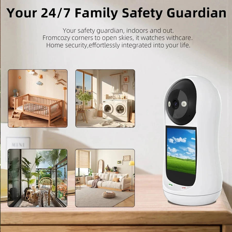 3MP 2K PTZ Wifi IP Camera Video Call with 2.8 Inch IPS Screen Baby Cry Sound Detection Security IP C