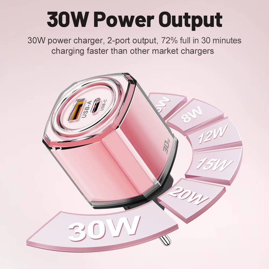 Green - AR-242 30W 2-Port USB PD Charger USB-A+USB-C PD Fast Charging Wall Charger Adapter EU Plug f