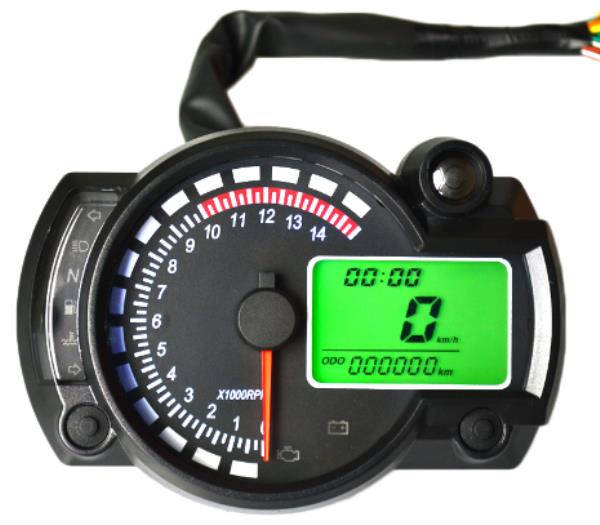12V 15000Rpm Motorcycle Speedometer Odometer Adjustable Waterproof Lcd Digital