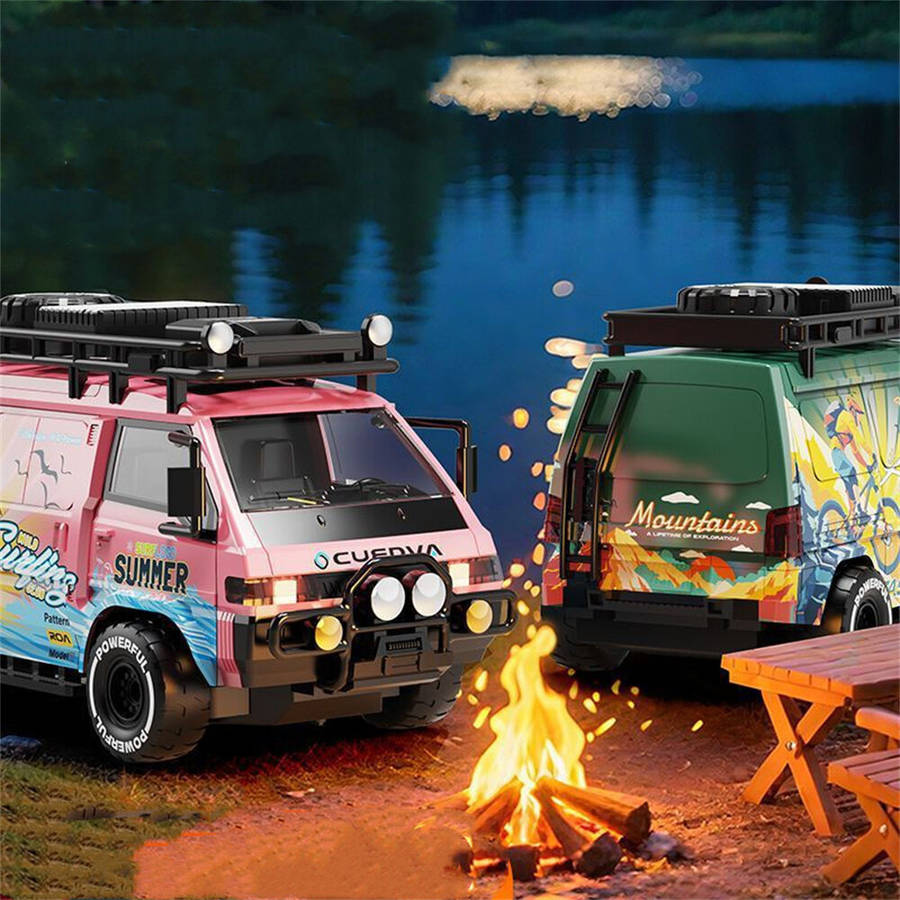 Green - DLK 585-132 RTR 1/24 2.4G 4WD RC Car Sport Mini Bus Drift Off-Road Simulation Camping Van LE