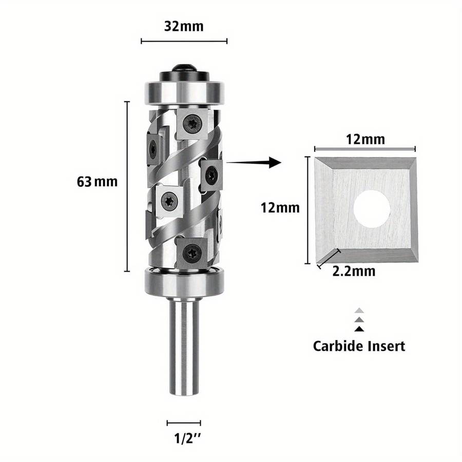 Type-A - Top&Bottom Bearing Flush Trim Router Bit 1/2 Shank with 12PCS Carbide Inserts Woodworking T