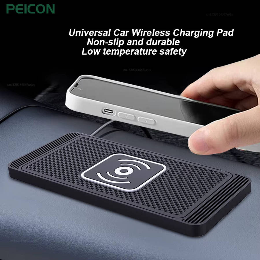 Type-C Port - 15W Car Wireless Charger Fast Wireless Car Charger Silicone Pad Stand for Smart Phones