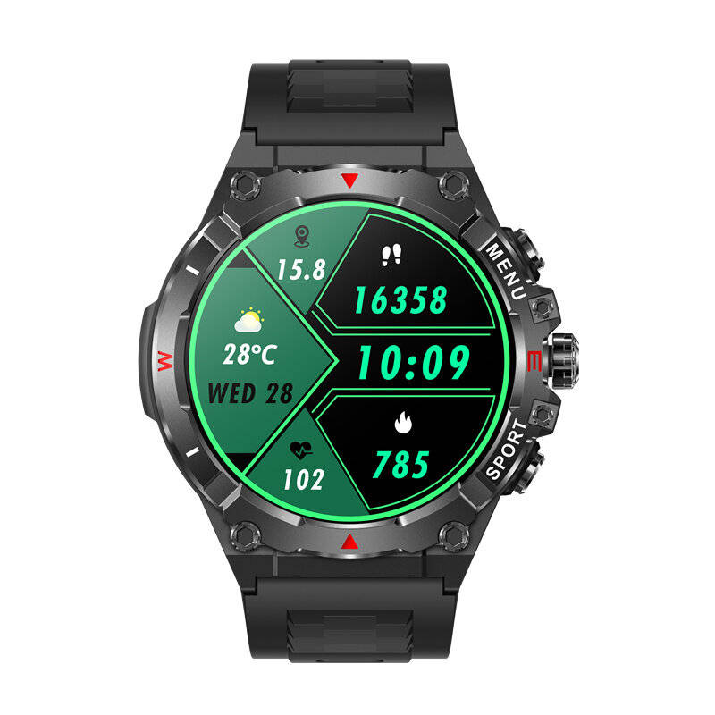 Silver - SENBONO TG02 1.43-inch AMOLED Display GPS Compass Altimeter & Barometer 500mAh Battery blue