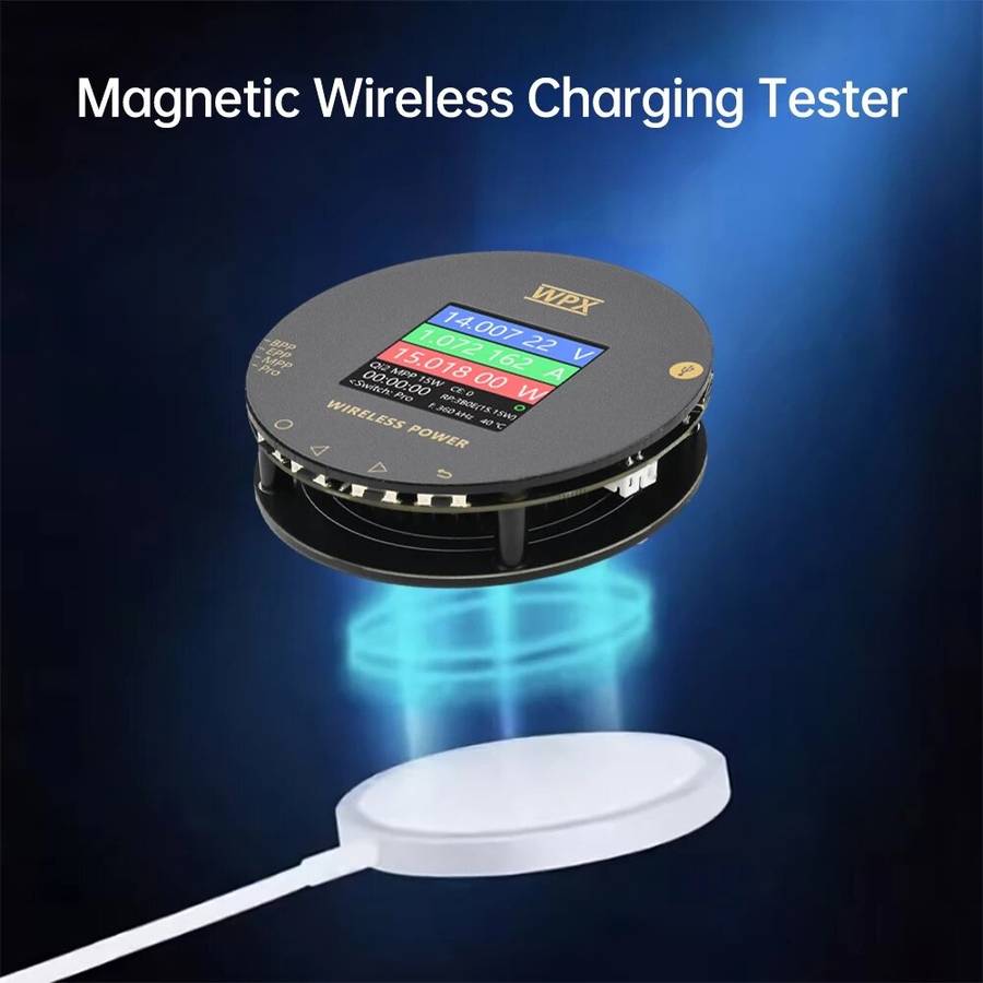 Black - 25W Wireless Charging Tester 1.54 Inch LCD Color Display Voltage Current Power Meter Multi-P
