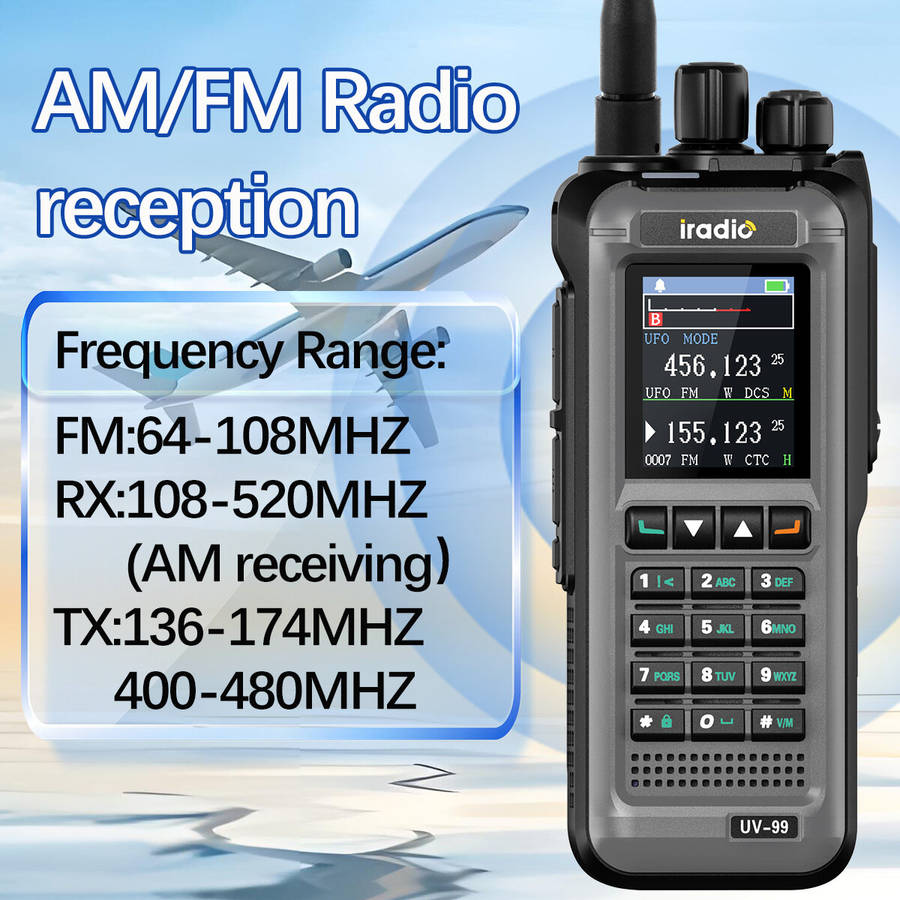 Grey - Iradio UV-99 20W Walkie Talkie Air Multi Band High Power FM NOAA 1024CH Wireless Copy Frequen