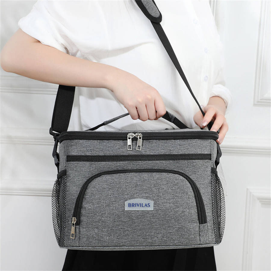 Grey - IPRee Portable Thermal Oxford Cloth Picnic Cooler with Shoulder Strap, Waterproof, Heat and C