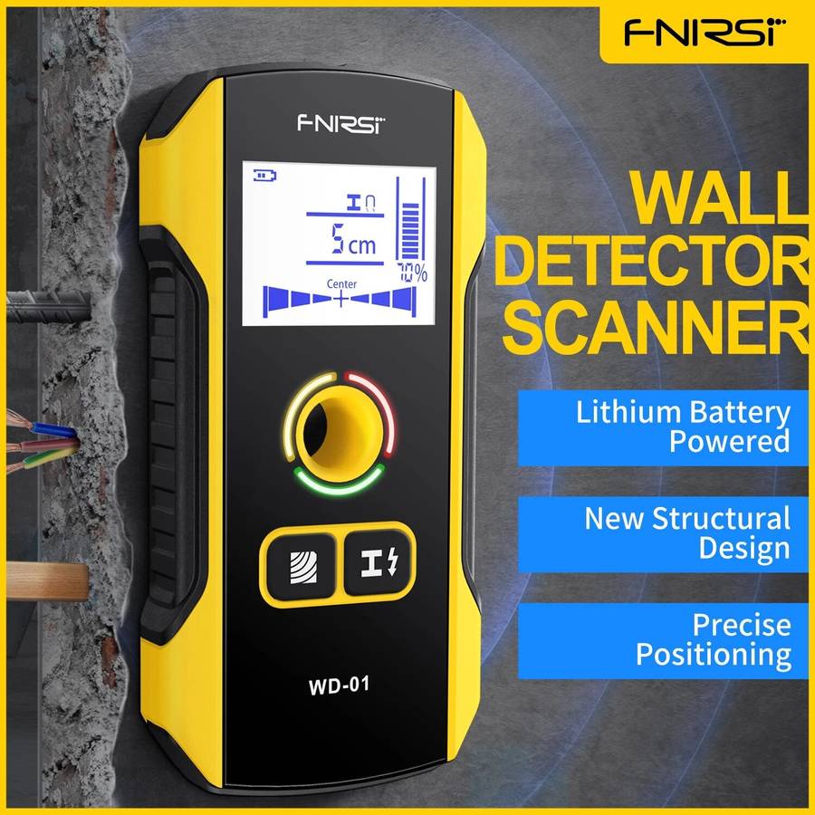 FNIRSI WD-01 Metal Detector Wall Scanner with Newly Designed Positioning Hole for AC Live Cable Wire