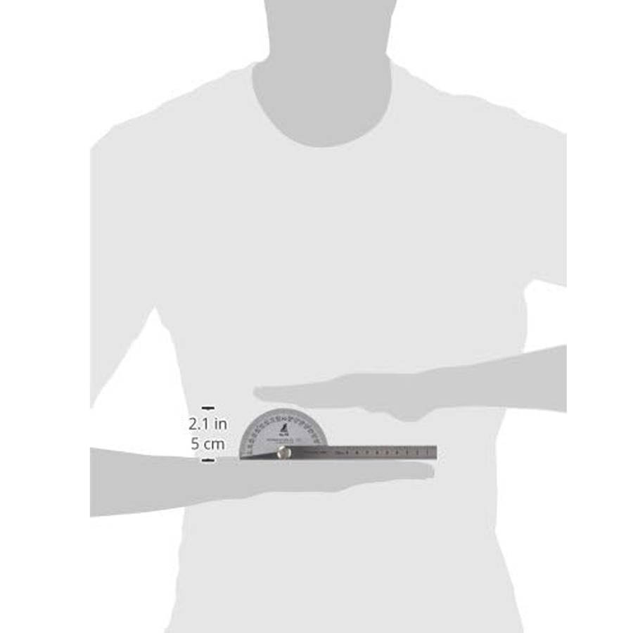 100mm - Shinwa Protractor Angle Ruler Silver 3.5 Inch Diameter 1-Degree Scale 2 Rods 6-Inch Length P